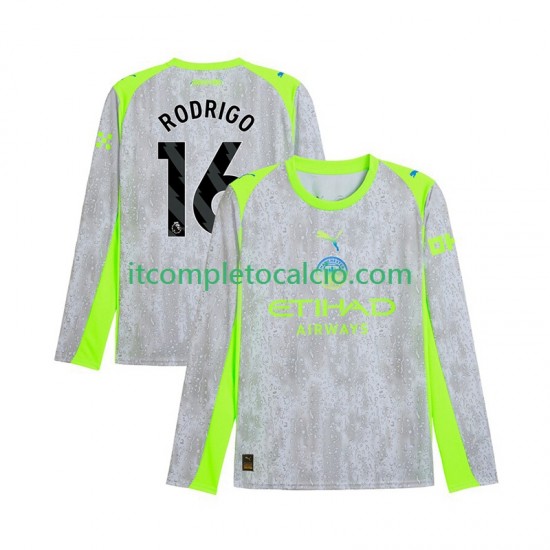 Maglia Manchester City Rodrigo Hernandez 16 Terza Divisa 2025-2026 Manica Lunga ,Uomo