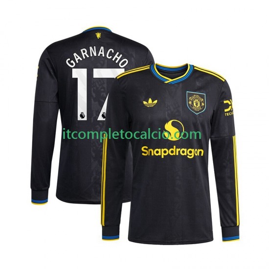 Maglia Manchester United Alejandro Garnacho 17 Terza Divisa 2025-2026 Manica Lunga ,Uomo