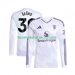 Maglia Manchester United Benjamin Sesko 30 Divisa Away 2025-2026 Manica Lunga ,Uomo