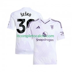Maglia Manchester United Benjamin Sesko 30 Divisa Away 2025-2026 Manica Corta ,Uomo