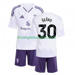 Maglia Manchester United Benjamin Sesko 30 Divisa Away 2025-2026 Manica Corta ,Bambino