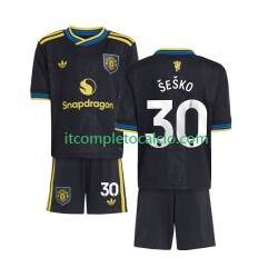 Maglia Manchester United Benjamin Sesko 30 Terza Divisa 2025-2026 Manica Corta ,Bambino