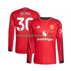 Maglia Manchester United Benjamin Sesko 30 Divisa Home 2025-2026 Manica Lunga ,Uomo