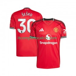 Maglia Manchester United Benjamin Sesko 30 Divisa Home 2025-2026 Manica Corta ,Uomo