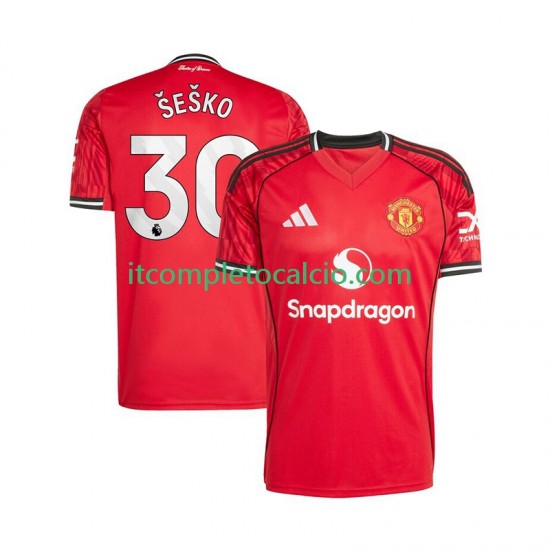 Maglia Manchester United Benjamin Sesko 30 Divisa Home 2025-2026 Manica Corta ,Uomo