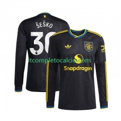 Maglia Manchester United Benjamin Sesko 30 Terza Divisa 2025-2026 Manica Lunga ,Uomo