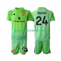 Maglia Manchester United Andre Onana 24 Portiere Quarto Divisa 2025-2026 Manica Corta ,Bambino