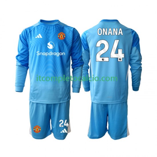 Maglia Manchester United Andre Onana 24 Portiere Divisa Home 2025-2026 Manica Lunga ,Bambino
