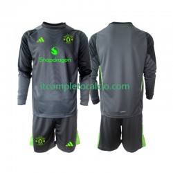 Maglia Manchester United Portiere Divisa Away 2025-2026 Manica Lunga ,Bambino