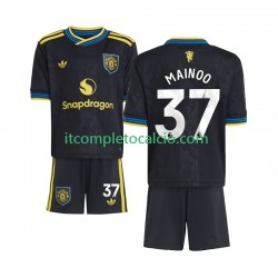 Maglia Manchester United Kobbie Mainoo 37 Terza Divisa 2025-2026 Manica Corta ,Bambino