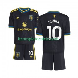 Maglia Manchester United Matheus Cunha 10 Terza Divisa 2025-2026 Manica Corta ,Bambino