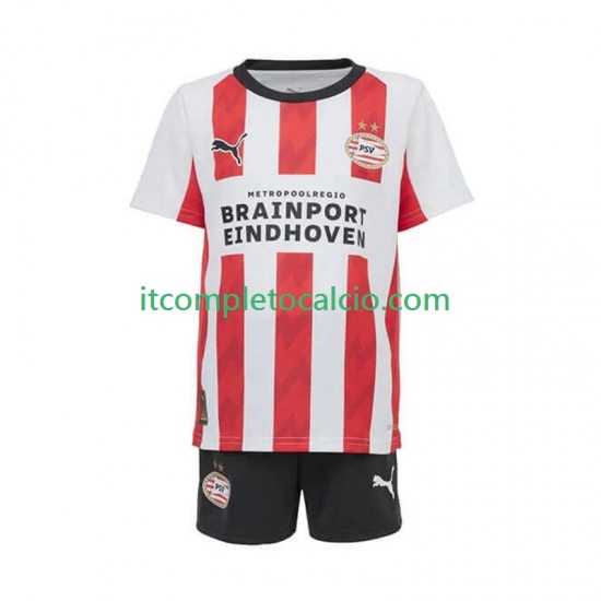 Maglia PSV Eindhoven Divisa Home 2025-2026 Manica Corta ,Bambino
