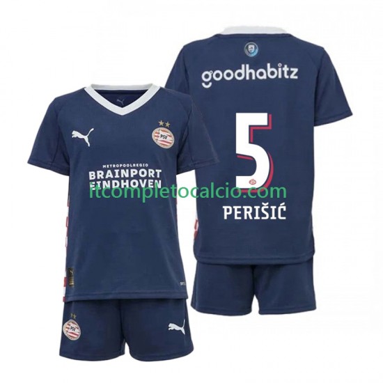 Maglia PSV Eindhoven Ivan Perisic 5 Divisa Away 2025-2026 Manica Corta ,Bambino