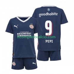 Maglia PSV Eindhoven Ricardo Pepi 9 Divisa Away 2025-2026 Manica Corta ,Bambino