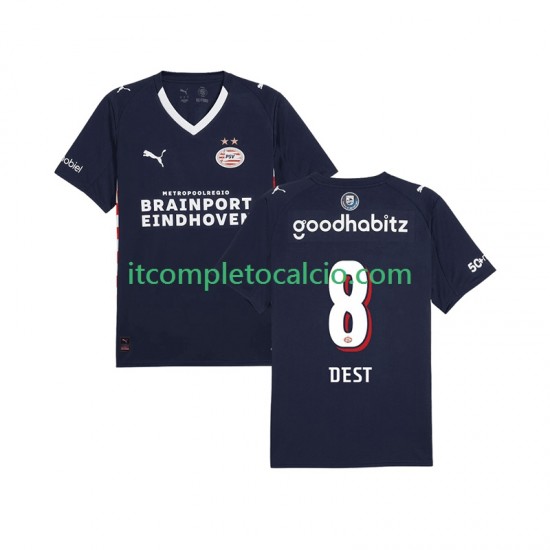 Maglia PSV Eindhoven Sergino Dest 8 Divisa Away 2025-2026 Manica Corta ,Uomo