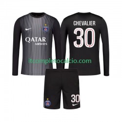 Maglia Paris Saint-Germain Lucas Chevalier 30 Portiere Divisa Home 2025-2026 Manica Lunga ,Bambino