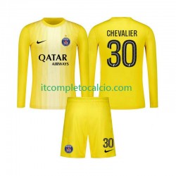 Maglia Paris Saint-Germain Lucas Chevalier 30 Portiere Terza Divisa 2025-2026 Manica Lunga ,Bambino