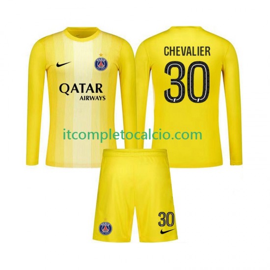 Maglia Paris Saint-Germain Lucas Chevalier 30 Portiere Terza Divisa 2025-2026 Manica Lunga ,Bambino