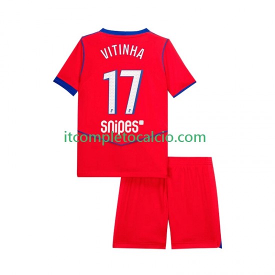 Maglia Paris Saint-Germain Vitinha 17 Terza Divisa 2025-2026 Manica Corta ,Bambino