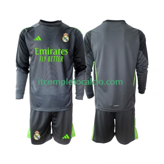 Maglia Real Madrid Portiere Terza Divisa 2025-2026 Manica Lunga ,Bambino