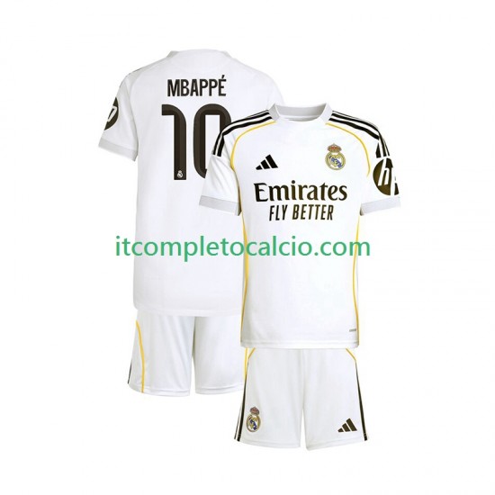 Maglia Real Madrid Mbappé Kylian 10 Divisa Home 2025-2026 Manica Corta ,Bambino