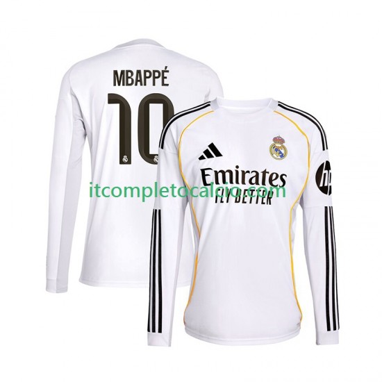 Maglia Real Madrid Mbappé Kylian 10 Divisa Home 2025-2026 Manica Lunga ,Uomo