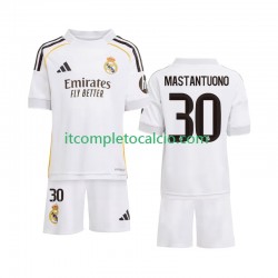 Maglia Real Madrid Mastantuono 30 Divisa Home 2025-2026 Manica Corta ,Bambino