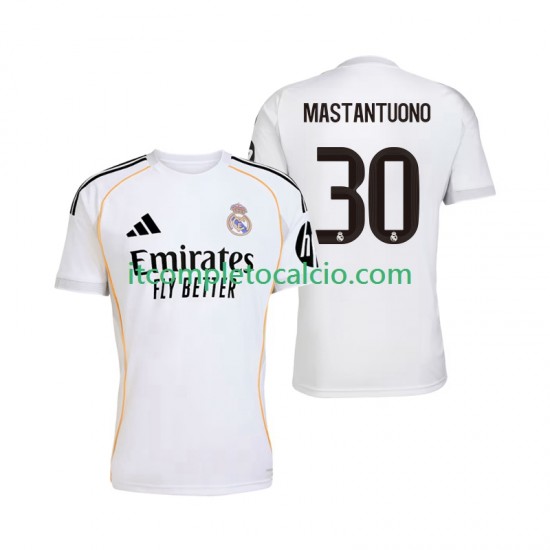Maglia Real Madrid Mastantuono 30 Divisa Home 2025-2026 Manica Corta ,Uomo