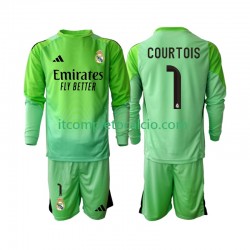 Maglia Real Madrid Thibaut Courtois 1 Divisa Away 2025-2026 Manica Lunga ,Bambino