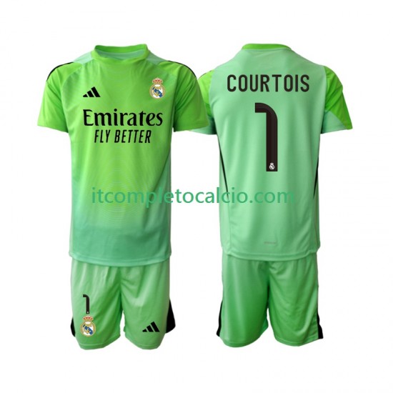 Maglia Real Madrid Thibaut Courtois 1 Divisa Away 2025-2026 Manica Corta ,Bambino