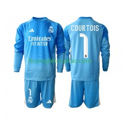 Maglia Real Madrid Thibaut Courtois 1 Divisa Home 2025-2026 Manica Lunga ,Bambino