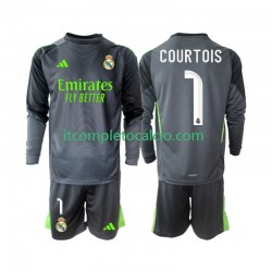 Maglia Real Madrid Thibaut Courtois 1 Terza Divisa 2025-2026 Manica Lunga ,Bambino
