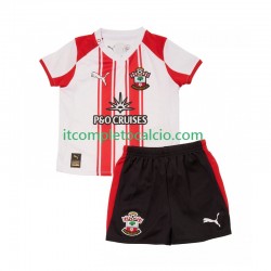 Maglia Southampton Divisa Home 2025-2026 Manica Corta ,Bambino