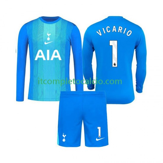 Maglia Tottenham Hotspur Guglielmo Vicario 1 Portiere Divisa Away 2025-2026 Manica Lunga ,Bambino