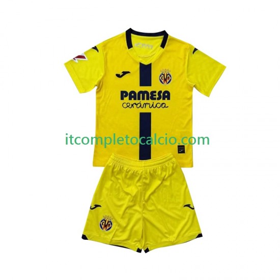 Maglia Villarreal CF Divisa Home 2025-2026 Manica Corta ,Bambino