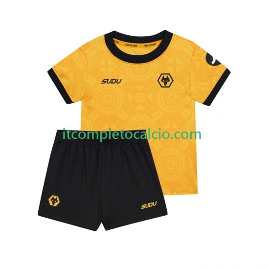 Maglia Wolverhampton Wanderers Divisa Home 2025-2026 Manica Corta ,Bambino