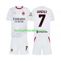 Maglia AC Milan Gimenez 7 Divisa Away 2026-2027 Manica Corta ,Bambino