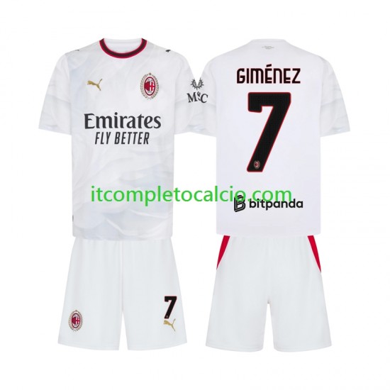 Maglia AC Milan Gimenez 7 Divisa Away 2026-2027 Manica Corta ,Bambino Maglia AC Milan Gimenez 7 Divisa Away 2026-2027 Manica Corta ,Bambino