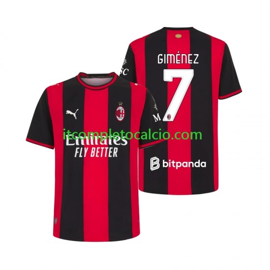 Maglia AC Milan Gimenez 7 Divisa Home 2026-2027 Manica Corta ,Uomo Maglia AC Milan Gimenez 7 Divisa Home 2026-2027 Manica Corta ,Uomo