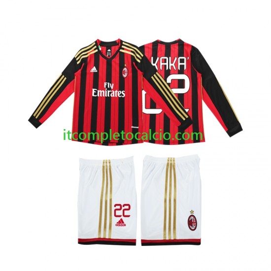Maglia AC Milan Kaka 22 2013 2014 Retro Divisa Home Manica Lunga ,Bambino Maglia AC Milan Kaka 22 2013 2014 Retro Divisa Home Manica Lunga ,Bambino