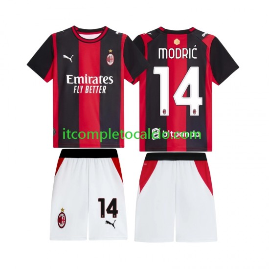 Maglia AC Milan Modrić Luka 14 Divisa Home 2026-2027 Manica Corta ,Bambino