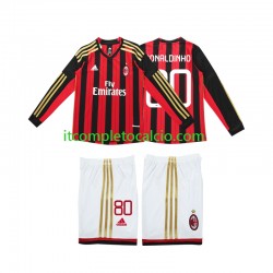 Maglia AC Milan RONALDINHO 80 2013 2014 Retro Divisa Home Manica Lunga ,Bambino