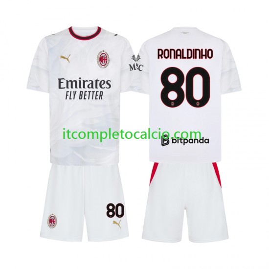 Maglia AC Milan Ronaldinho 80 Divisa Away 2026-2027 Manica Corta ,Bambino Maglia AC Milan Ronaldinho 80 Divisa Away 2026-2027 Manica Corta ,Bambino