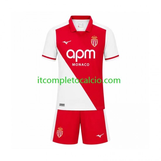 Maglia AS Monaco Divisa Home 2026-2027 Manica Corta ,Bambino