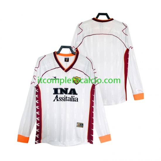Maglia AS Roma 2000 Retro Divisa Away 1999 Manica Lunga ,Uomo
