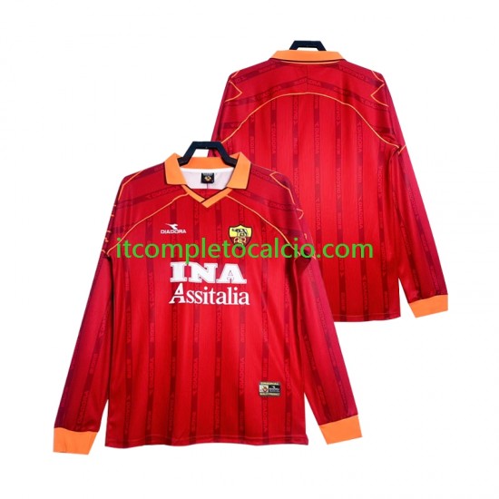 Maglia AS Roma 2000 Retro Divisa Home 1999 Manica Lunga ,Uomo