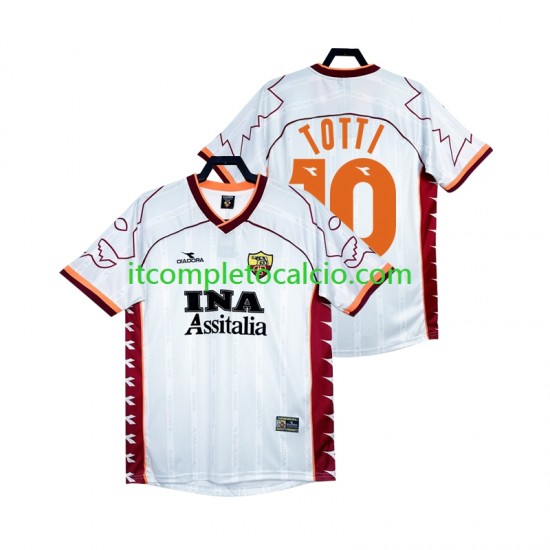 Maglia AS Roma Totti 10 2000 Retro Divisa Away 1999 Manica Corta ,Uomo