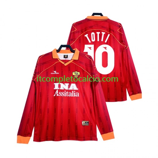 Maglia AS Roma Totti 10 2000 Retro Divisa Home 1999 Manica Lunga ,Uomo