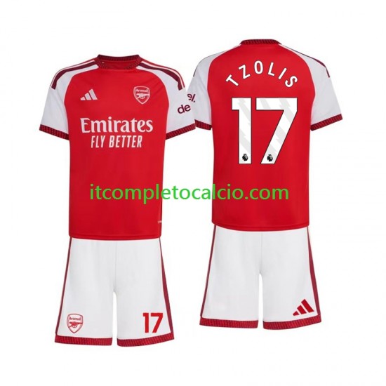 Maglia Arsenal Christos Tzolis 17 Divisa Home 2026-2027 Manica Corta ,Bambino Maglia Arsenal Christos Tzolis 17 Divisa Home 2026-2027 Manica Corta ,Bambino