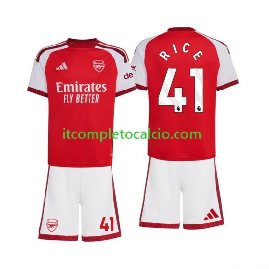 Maglia Arsenal Declan Rice 41 Divisa Home 2026-2027 Manica Corta ,Bambino